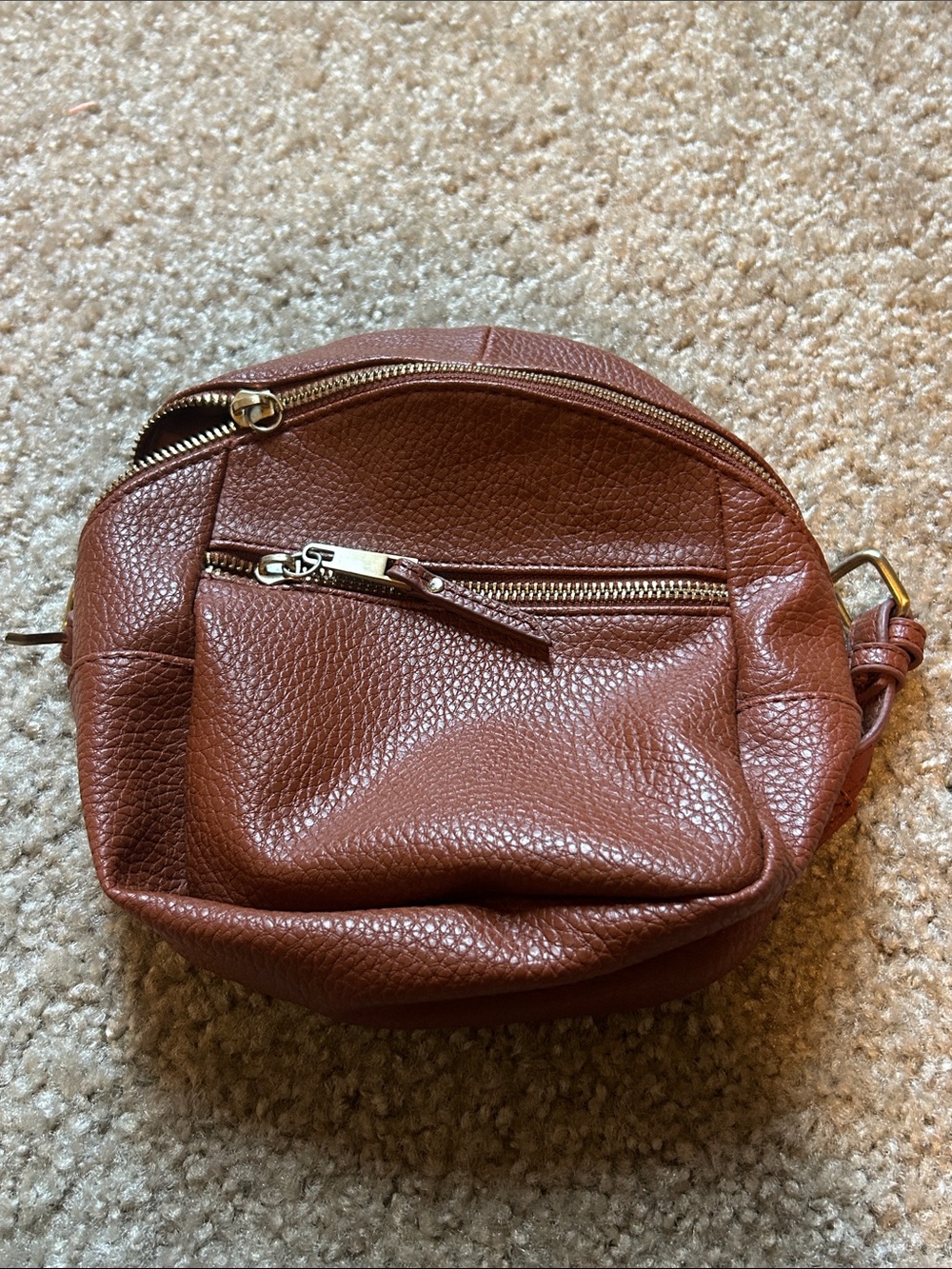 Pebbled Leather Mini Crossbody in Chestnut Brown